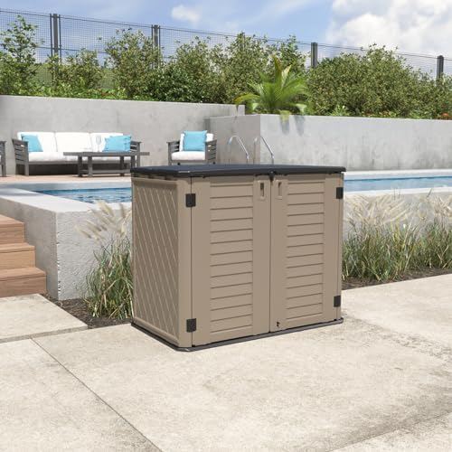 KINYING Outdoor Storage Shed - Horizontal Storage Cabinet Waterproof for Gard...