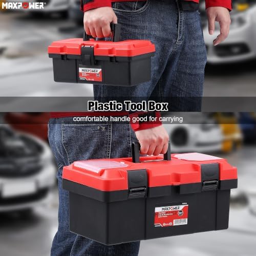 MAXPOWER 2-Pc Plastic Tool Box, 12" Small & 17" Portable Toolbo...