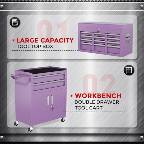 INTERGREAT 8 Drawers Tool Chest, 42'' Large Rolling Tool Chest with D...