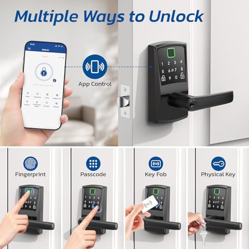 Keypad Smart Door Lock with Handle, Fingerprint Keyless Entry Digital Lock fo...