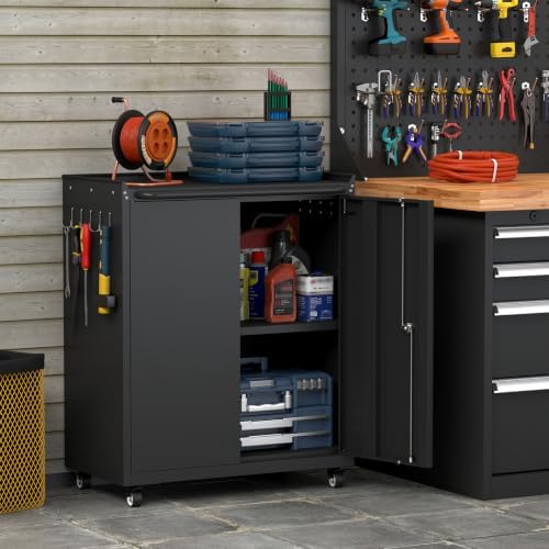 32''H Metal Storage Cabinets with Lock, Metal Garage Storage Cabinet ...