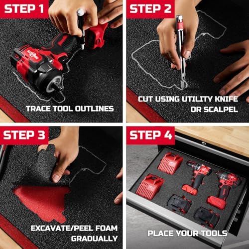 ONREVA Tool Box Foam Organizer 22x18x1.5 inch 3pack, Kaizen Sheets for Pro To...