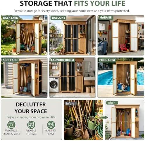 Gowoodhut Large Outdoor Storage Cabinet Weatherproof Garden Tool Shed