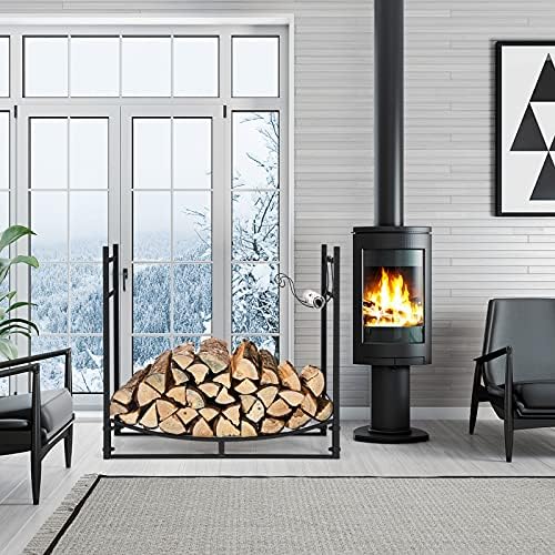 Goplus Firewood Rack Outdoor, 33” Metal Firewood Holder with Removable Kindli...