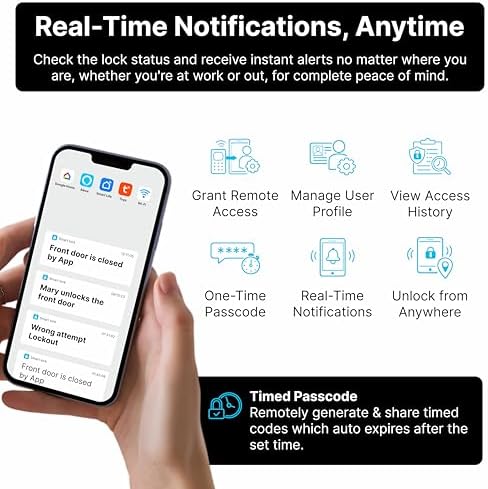 Miko i7 Smart Door Lock with Built-in Doorbell, WiFi Fingerprint Keyless Entr...