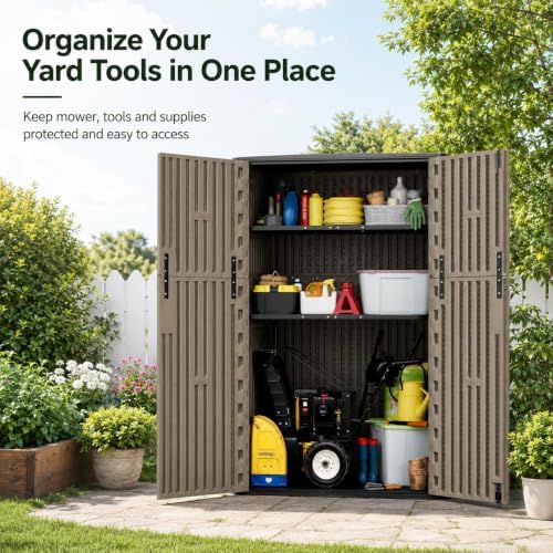 ADDOK 57 Cu.Ft Outdoor Storage Shed,Resin Storage Cabinet with Floor
