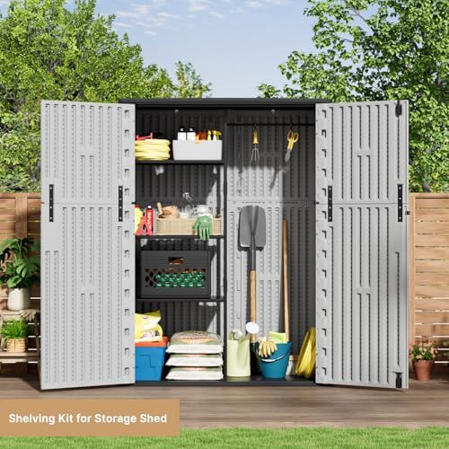 KINYING Outdoor Storage Shed,57Cu.ft Resin Vertical Outdoor Storage Cabinet