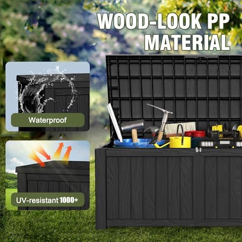 Outdoor Storage Box 185GAL Waterproof Resin Deck Box,Pool Accessories Supplie...