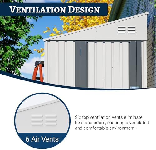 YOPTO 4x7 FT Outdoor Storage Shed Lean to Shed,Metal Shed W/Lockable Door &am...