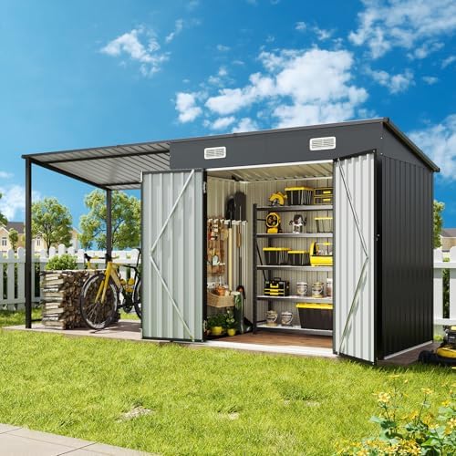 Aoxun 6x4FT Outdoor Storage Shed & Hardtop Gazebo with Magnetic Lights