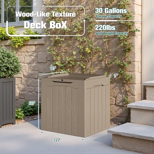 Devoko 30 Gallon Resin Deck Box 2 Pack Outdoor Indoor Waterproof Storage Box ...