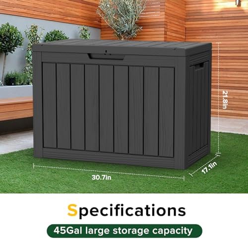 EasyUp 45 Gal Waterproof Outdoor Storage Box UV Resistant Deck Box