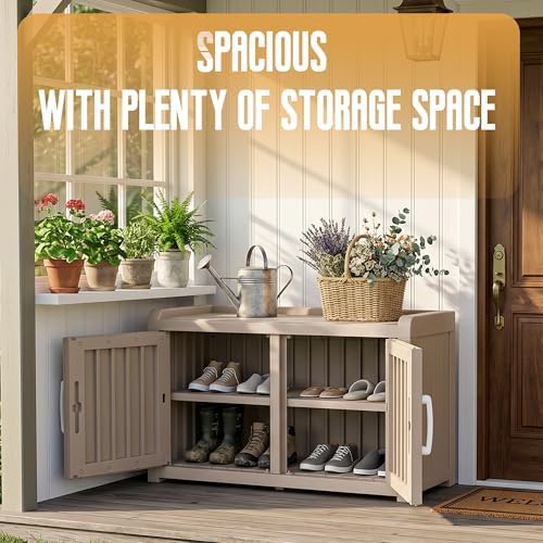 ROJIK Shoe Cabinet Waterproof UV-Resistant,Storage Bench Indoor Outdoor with ...