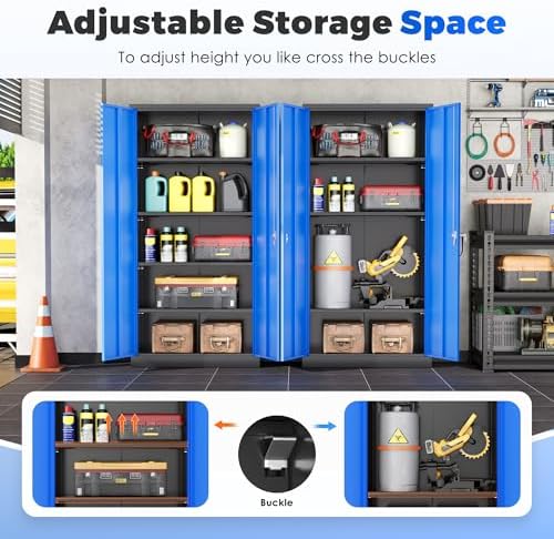 INTERGREAT Metal Garage Storage Cabinet with Lock, 72" Storage Cabinet w...