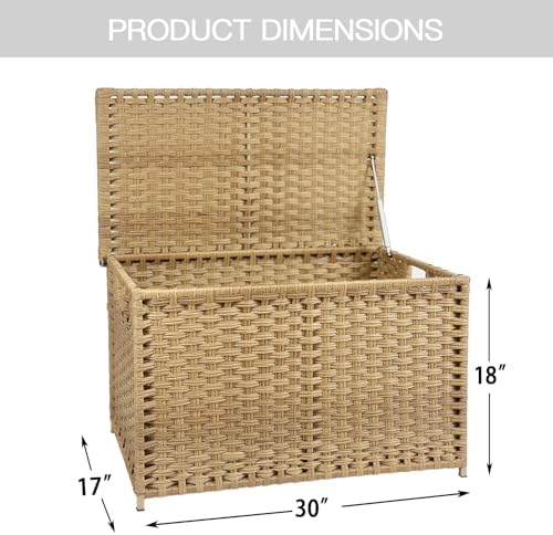 Wicker Storage Trunk, Large Storage Basket with Lid,Rural Natural