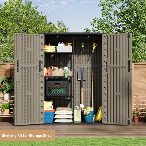 KINYING Outdoor Storage Cabinet Waterproof, 57 Cu.ft Resin Vertical Outdoor S...