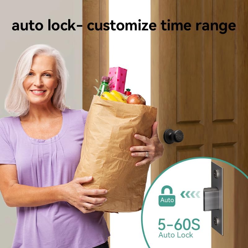 Fingerprint Door Lock,4 in 1 Smart Door Knob with Keypad Code,Biometric &...