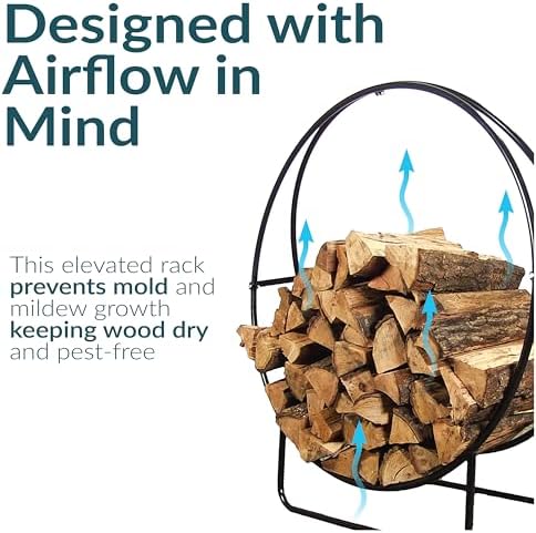 Sunnydaze Outdoor Firewood Rack, Heavy-Duty Steel, 48” Diameter