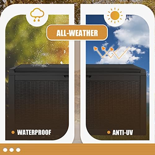 Devoko 100 Gallon Resin Waterproof Outdoor Storage Box with Cushion
