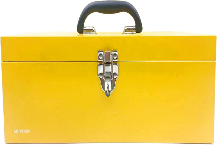 16" Large Tool Box Organizer Portable Metal Toolbox Locking Tool Box Fishing Tackle Box Metal Took box Organizer for Household Warehouse Tools Storage