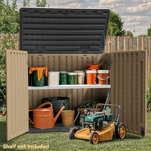 DWVO 35 Cu Ft Outdoor Horizontal Storage Shed w/o Shelf, 39 in Height Storage...