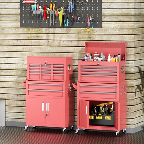 INTERGREAT Tool Chest, Assembled Tool Cabinet with 8 Drawers, Detachable Orga...