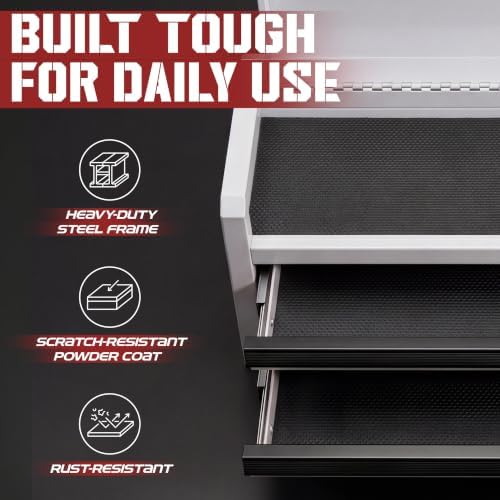 Mini Toolbox with 2 Drawers and Top Storage, Durable Steel Construction with ...