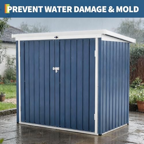 Outdoor Trash Can Storage Box with Lock Latch & Sloped Roof, Outdoor Stor...