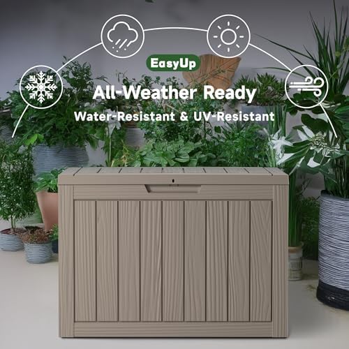 EasyUp 45 Gallon Waterproof Outdoor Storage Box UV Resistant Deck Box