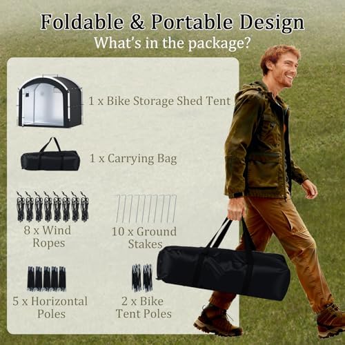 Goplus Bike Storage Shed Tent, 7.2 x 4.9 FT Outdoor Bike Storage Sheds w/210D...