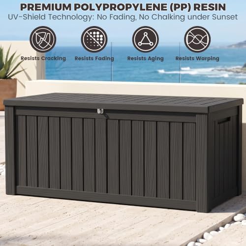 Outdoor Storage Box,150 Gallon Waterproof Deck Box [Upgraded 3.0]