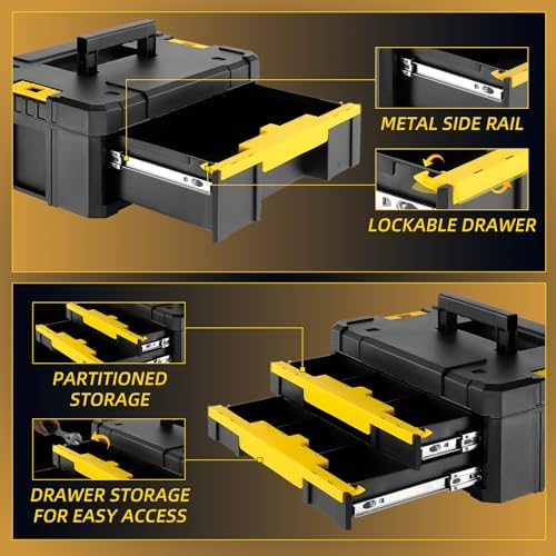 TLGREEN 5-in-1 Stackable Rolling Tool Box with Wheels and Drawers