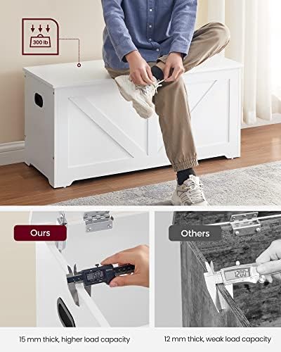 VASAGLE Storage Chest with 2 Safety Hinges, 15.7 x 39.4 x 18.1 Inches