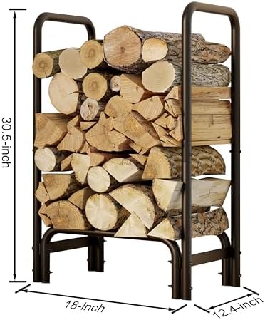 Fire Beauty Firewood Rack, Carbon Steel Log Holder for Indoor Outdoor Use