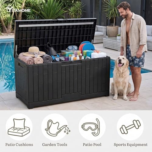 YITAHOME Large Deck Box 120 Gallon Resin Outdoor Storage Box