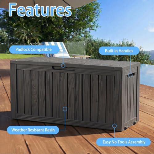 ROJIK 149 Gallon Outdoor Storage Box Waterproof,Weatherproof Deck Boxes Outdo...