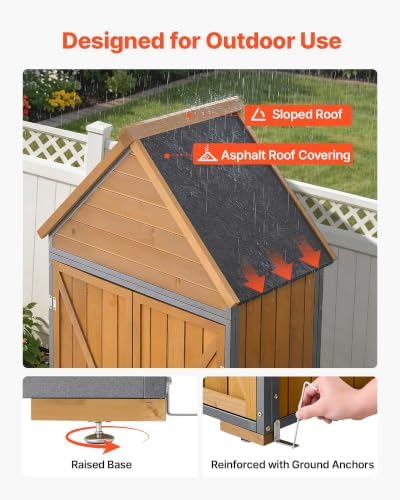 VEVOR Outdoor Storage Shed, 30" x 66.93" Wood & Metal Garden To...