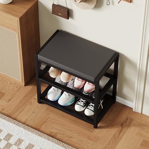 ZHOOGE Small Shoe Bench Shoe Rack Storage Bench Entryway Bench Shoe Shelf wit...