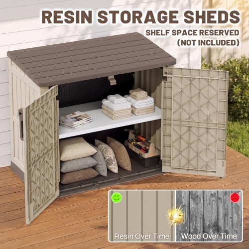 Horizontal Outdoor Storage Cabinet Box 36 Cu Ft with Lockable Doors, Outdoor ...