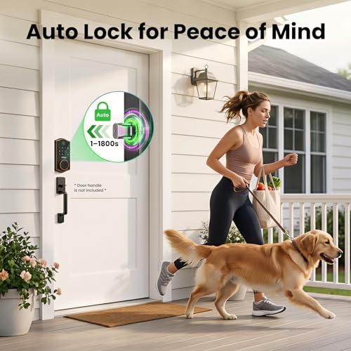GHome Smart Fingerprint Door Lock for Front Door, 1.0s Unlock AI Self-Learnin...