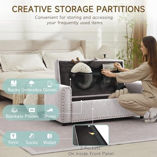 Ottoman with Storage, Tufted Storage Bench for Bedroom, 48" Fabrics End ...