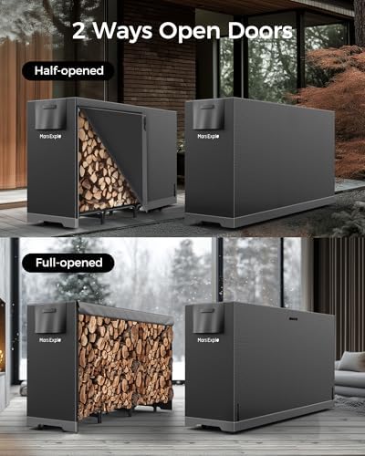 6ft Firewood Log Rack with Cover Outdoor, Heavy Duty Indoor Outdoor Firewood ...