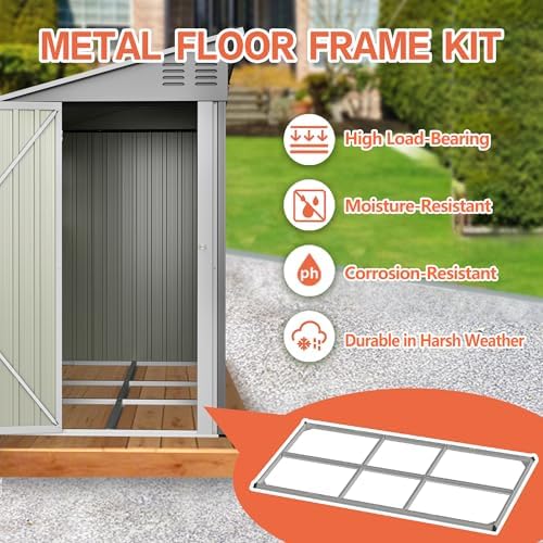 4x10 Ft Outdoor Heavy-Duty Shed, Metal Lean to Shed with Floor Kit and 2 Wind...