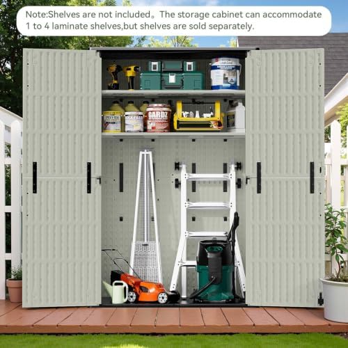 Patiowell 50 Cu.ft Resin Horizontal Outdoor Storage Shed, Plastic Cabinet