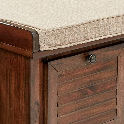 OSP Home Furnishings Dover Coastal Lift-Top Storage Bench with Shutter Face S...
