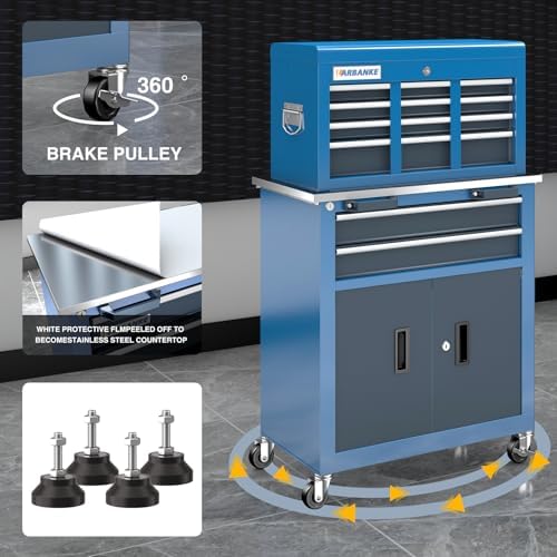 LARBANKE 8-Drawer Rolling Tool Chest with Wheels,2-in-1 Detachable Design