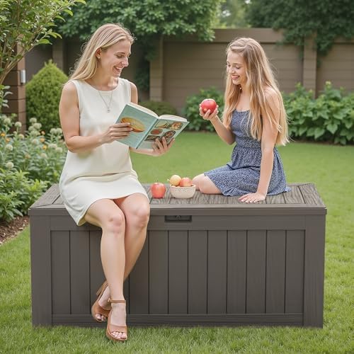 Flamaker Internal 120 Gallon Deck Box Waterproof, Large Outdoor Storage Box