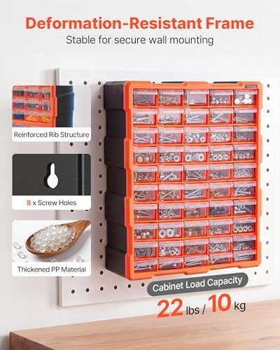 VEVOR 60-Drawer Storage Organizer, Plastic, Drawer Storage Cabinet for Garage...