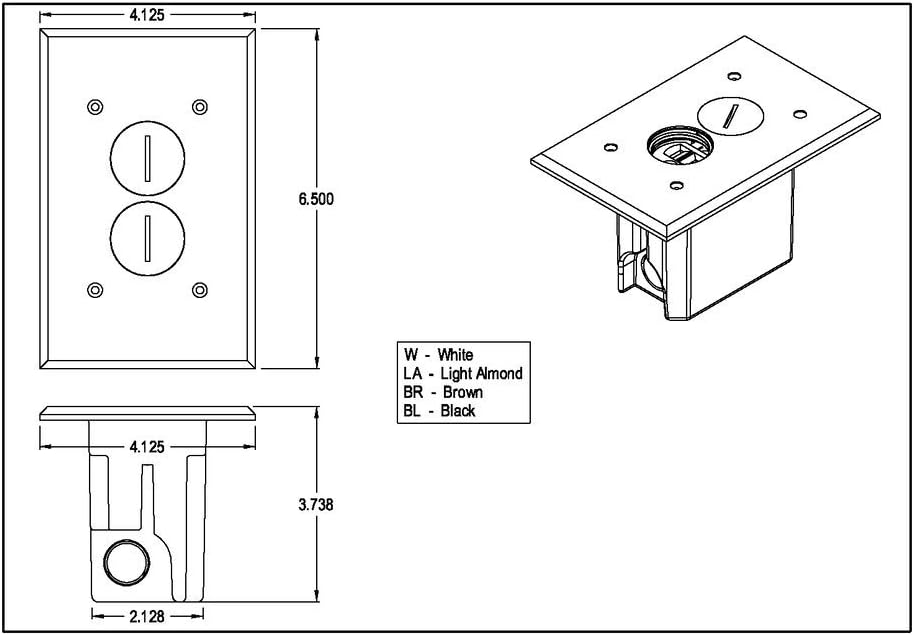 Arlington FLBR101BR Electrical Box Floor Kit with Outlet and Oversized Plasti...