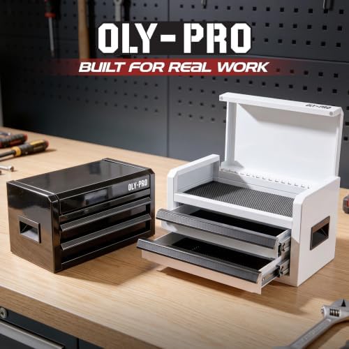 Mini Toolbox with 2 Drawers and Top Storage, Durable Steel Construction with ...